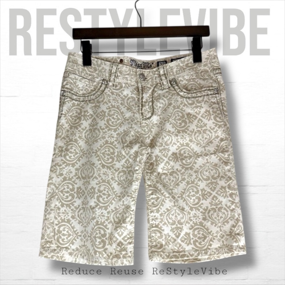 MISS ME Women’s Size 27 Shorts Bermuda Style Patterned Stretch Cotton